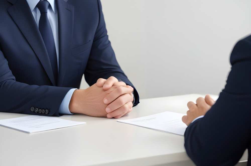 Recruiter interviewing a job candidate to find the ideal fit in an outbound recruiting scenario.